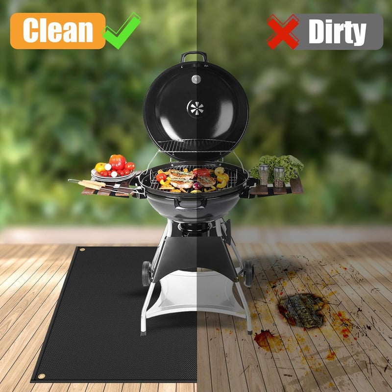 TOHONFOO 60 x 48 in Under Grill Mat for Outdoor Grill - Fireproof BBQ Mats for Grilling to Protect The Deck, Patio, Pavers - Easy to Clean Indoor Fireplace Mat - 1mm - Image 2